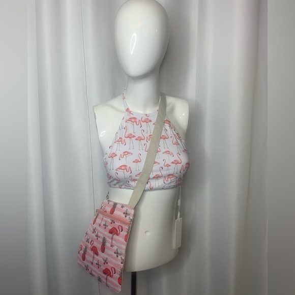 (Bundle & Save - 2 for $25) ELIZABETH Jane EJ Swim Flamingo High Neck Bikini Top - Picture 2 of 7